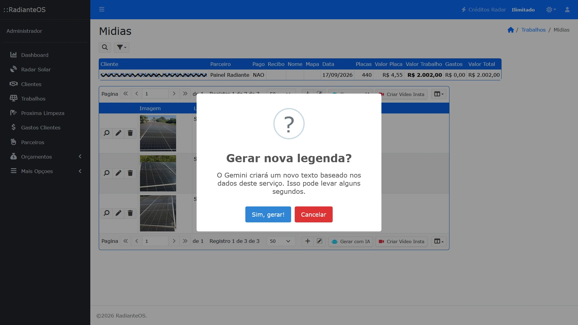 Recurso de legendas por IA