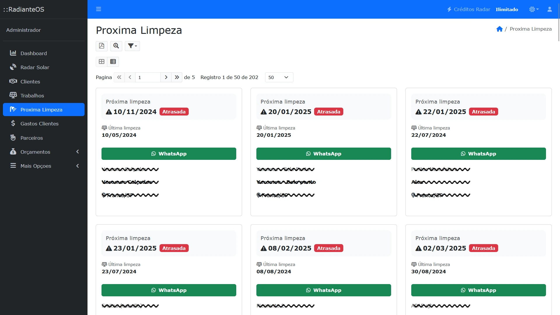 Tela de próxima limpeza do RadianteOS